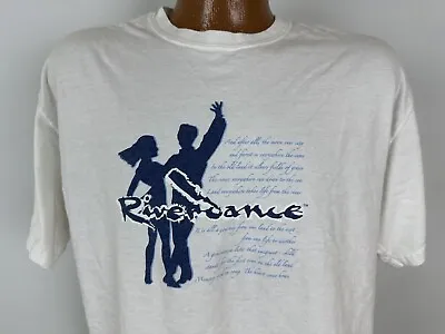 Vintage 90s Riverdance T-Shirt Adult L Irish Music Dance Souvenir White Cotton • $12.74