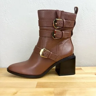 NEW Vince Camuto Kempreea Biscuit Brown Tumbled Leather Boots Size 8.5 Wide • $49.99