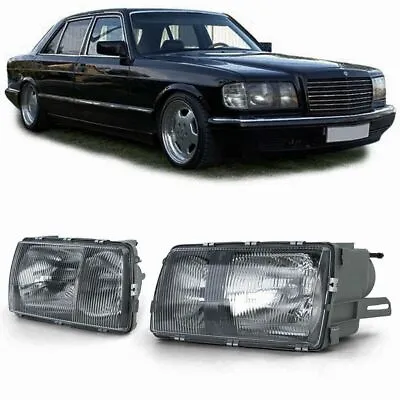 ANG Black Headlights/ Front Lamps Set For Mercedes W126 79-92 Saloon • $255.40