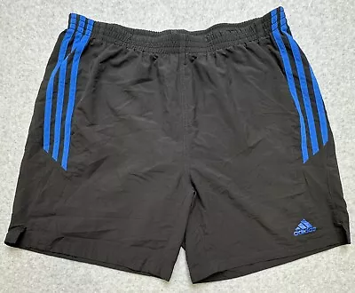 Vintage Y2K Men's Adidas Black Blue Striped Soccer Gym Shorts Size Large • $17.89