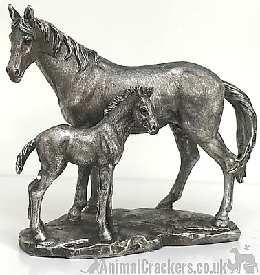 £27.95 • Buy Aged Silver Effect Mare & Foal Ornament Figure Sculpture Statue Horse Lover Gift