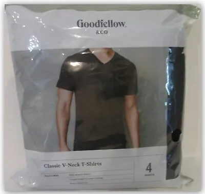 $18.95 • Buy Classic Tee Shirts 100% Cotton Goodfellow BLACK V-NECK 4 SHIRTS Soft Stretch