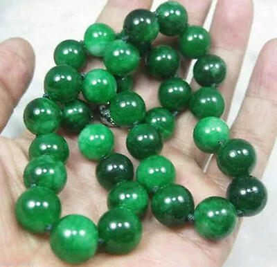 10mm Natural 18-100 Inches Long Green Emerald Gems Round Beads Stranded Necklace • $7.50