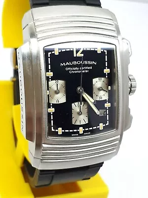 Mauboussin Fouga Chronometer Auto Date Chronograph Steel Rubber Watch Swiss Men • $1105