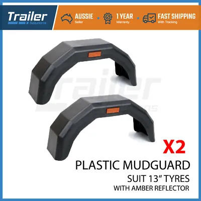 $41.73 • Buy 2 X Trailer Mud Guard Black Plastic For 13  WHEELS Boat Car ATV Caravan Black