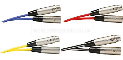 XLR (female) To XLR (male) Patch Lead / Cable 1 Metre Long With 4 Colour Choices • £2.75