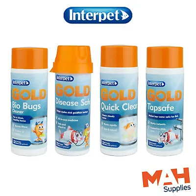 Interpet Gold Aquarium Treatments Goldfish Bowl Fish Tank Quick Clear Tapsafe • £6.99