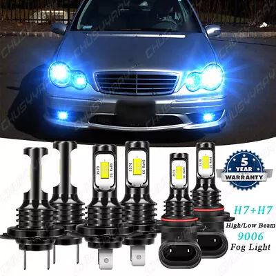 For Mercedes-Benz C230 2002-2007 6Pcs 8000K LED Headlight Fog Light Bulbs Kit • $52.48