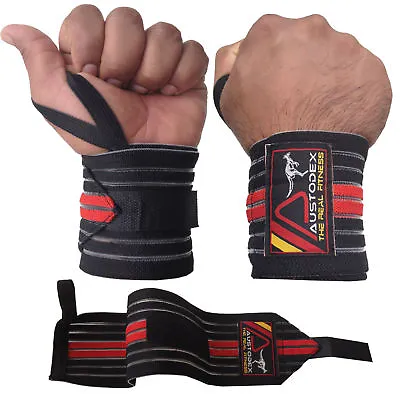 Austodex Bodybuilding Weight Lifting Gym Training Wrist Support Bar Straps Wraps • $7.99