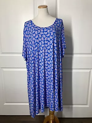 Terra & Sky Womens 3X 24W-26W Super Soft Blue Paisley Print Dress Knit Rayon • $9.99