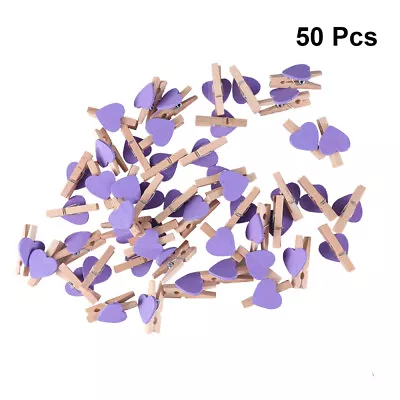 50Pcs Decorative Clothespins Mini Love Hearts Wooden Pegs Paper Photo Clips • £5.49