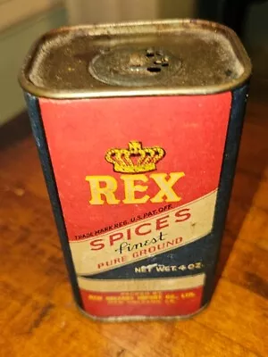 Vintage REX Spices Brand Paprika Spice Tin 4 Oz Rare Crown New Orleans  • $19.99