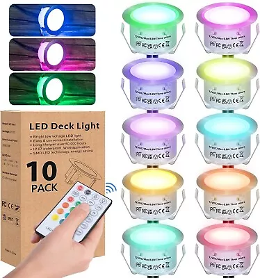 10pk RGBW Colour Changing Decking Light Spot Light Kitchen Kickboard Terrace • £34.95