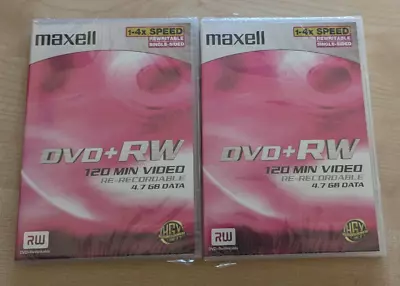 2 X Maxell DVD +RW 120 Min Video Re-Recordable 4.7GB Data **New And Sealed** • £6.99
