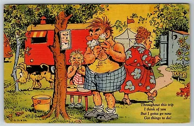 Vintage Humor Comic Postcard Outhouse  Throughout This Trip I...  .c1940's-50's • $4.99