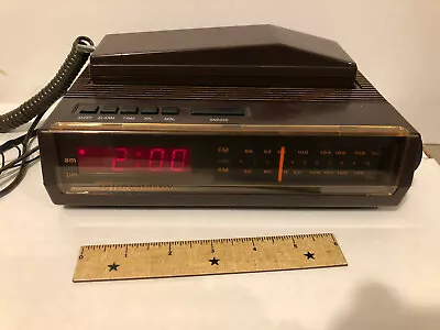 Clock Radio Alarm & Phone Combo Model 398 Wood Grain Vintage • $9