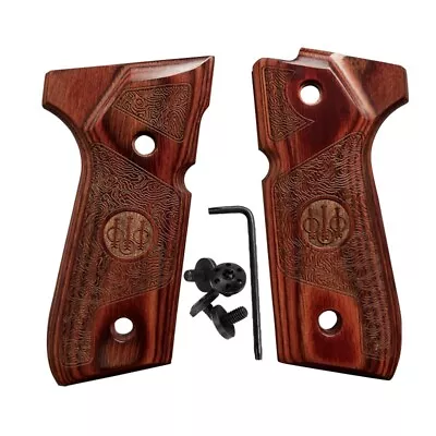 Beretta Grip 92/96 Series Full Size 92FS/92F Engrave Wood Grips W/Screw & Wrench • $37.99