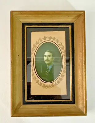 Vintage Portrait Distinguished Young Man In Suit  1900's Oval Matted Framed • $20