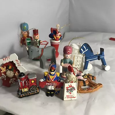 Vintage Christmas Ornament Lot Of 12 Wooden & Other Rare Drummer Boy Clock F100 • $30