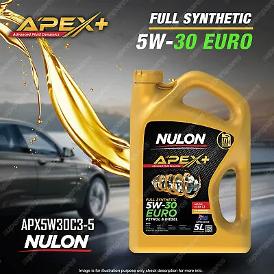 Nulon APEX+ Full SYN 5W-30 EURO Engine Oil 5L APX5W30C3-5 5 Litre Ref EURO5W30-5 • $73.50