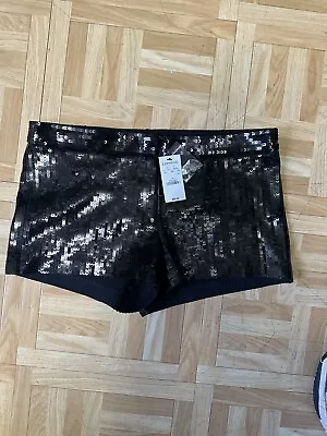 EXPRESS DESIGN STUDIO Womens Size 4 Black Allover Sequin Mini Shorts S Small NWT • $6