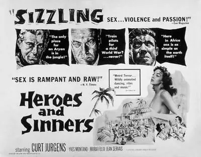 Heroes And Sinners Poster Yves Montand Curd Jurgen Maria Felix 1955 Old Photo • $5.47