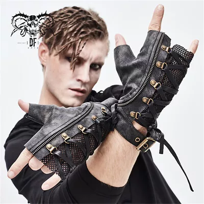 Devil Fashion Men's Steampunk Gloves Rock Handsome Pu Leather Motorcycle Gloves • $43.99