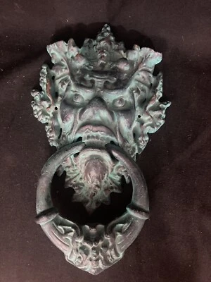 $99.99 • Buy Rare!  Gothic Verdigris Gargoyle Door Knocker Almost 15  Heavy AWESOME!