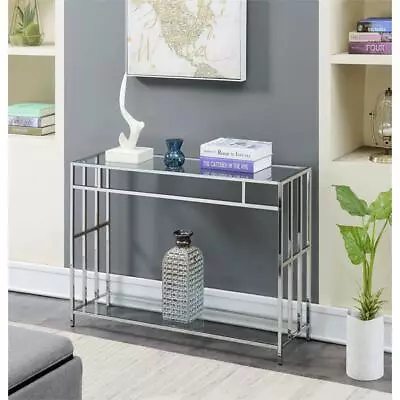 Convenience Concepts Mission Console Table In Mirrored Glass And Chrome Frame • $146.51