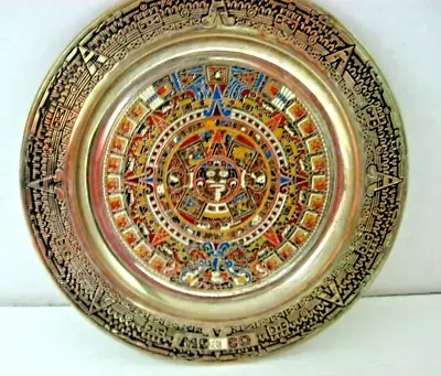 Aztec Mayan Calendar Art Decor Wall Plaque Made In Mexico 8 Inches  • $18.59