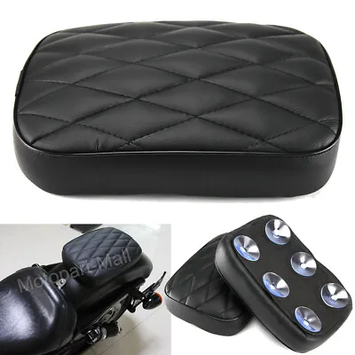 Black Motorcycle Rear Fender Passenger Pillion Pad Seat 6 Suction Cup For Harley • $16.87