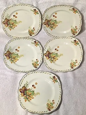 5 X Grindley England Cream Petal Bundarra Square Side Plates Plates 15cm  1940’s • $49.95
