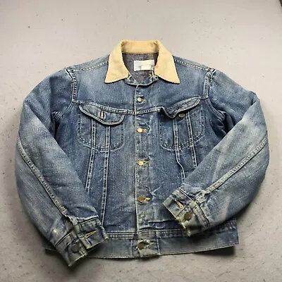 VINTAGE Lee Storm Rider Jacket Adult 40L Blue Denim Blanket Lined Trucker USA • $119.99