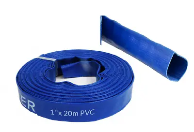 £17.99 • Buy 20M X 25mm (1 Inch) BLUE LAYFLAT HOSE WATER PUMP SUBMERSIBLE PUMP HOSE