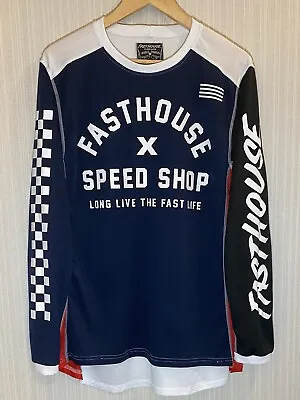 Fasthouse Speed Shop Mens L Black Red White Jersey Motocross Streetwear • $49.95