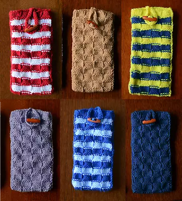 £5.99 • Buy Handmade Knitted Sock Case Pouch Toggle Large Colours IPhone Samsung Smart Phone