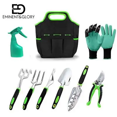 Garden Tools Kit 9 Piece Gardening Set With Oxford Bag Gloves Planting Tools • £14.95