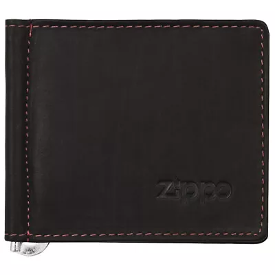 Zippo Leather Bi-Fold Money Clip Wallet Mens Cardholder Trifold Travel Brown • $37.95