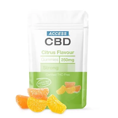 ACCESS CBD Gummies Citrus Flavour 250mg THC-Free Edible Hemp Supplement Vegan • £9.99