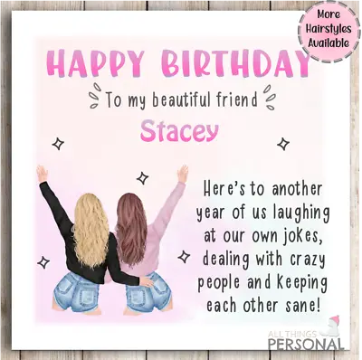 Funny Best Friend Birthday Card Bestie Joke Best Friends Sarcastic Personalised • £2.99