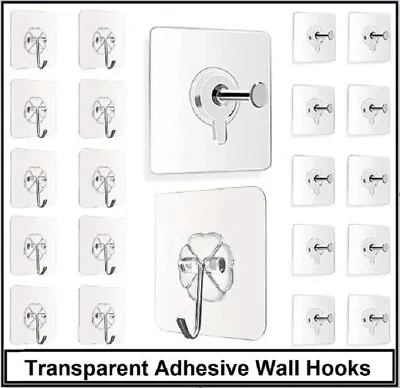 Transparent Adhesive Sticky Hooks Heavy Duty Wall Hanging Seamless Hooks Hangers • $5.45