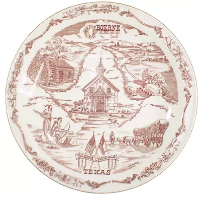 BOERNE TX 1849-1949 Centennial Plate ☆ Key To The Hills ☆ 10.5  VERNON KILNS Red • $37.98