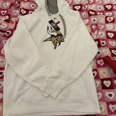 NWT $109 Minnesota Vikings Antigua Victory Chenille Pullover Hoodie - White 2XL • $30