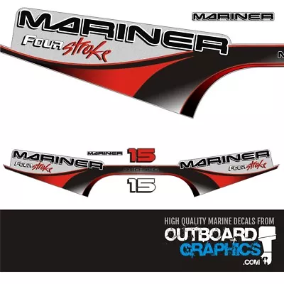 Mariner 15hp Four Stroke Outboard Engine Decals/sticker Kit • $44.21