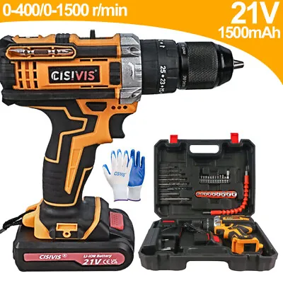 Cisivis Electric Screwdriver Cordless Drill Set Hammer Impact Driver W/2 Battery • £29.99