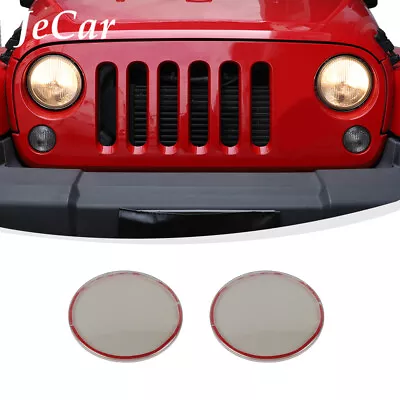 Smoked Black Front Head Light Lamp Guard Cover Trim For Jeep Wrangler JK 2007-18 • $32.99