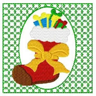 Christmas Cameo Quilting Blocks Machine Embroidered 6 Designs 12 Squares. • $25