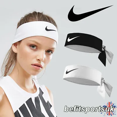 £14.95 • Buy Nike Headband Bandana Tie Dri Tennis Sports Hairband Womens Ladies Black White
