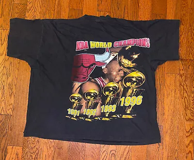 Vintage NBA Chicago Bulls 1996 Champions Bootleg Rap Tee Jordan Rodman 2XL XXL  • $239.99