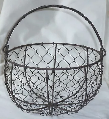 Vintage Chicken Wire Egg Basket Farm House Metal Cage Wire Primitive Easter 10  • $30